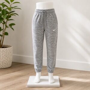Nike Girls Therma Dri-FIT Heather Gray Fleece Jogger Pants Size M 939525-091